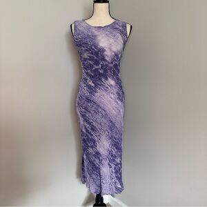 Vintage Lisa Ho Purple tie-dye midi dress with a flowy silhouette
